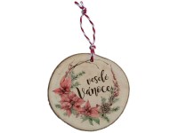 Závěs dřevo Vánoční ozdoba 60 mm - Veselé Vánoce